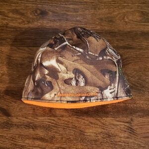 Under Armour Woodland Camo Beanie with Orange Trim